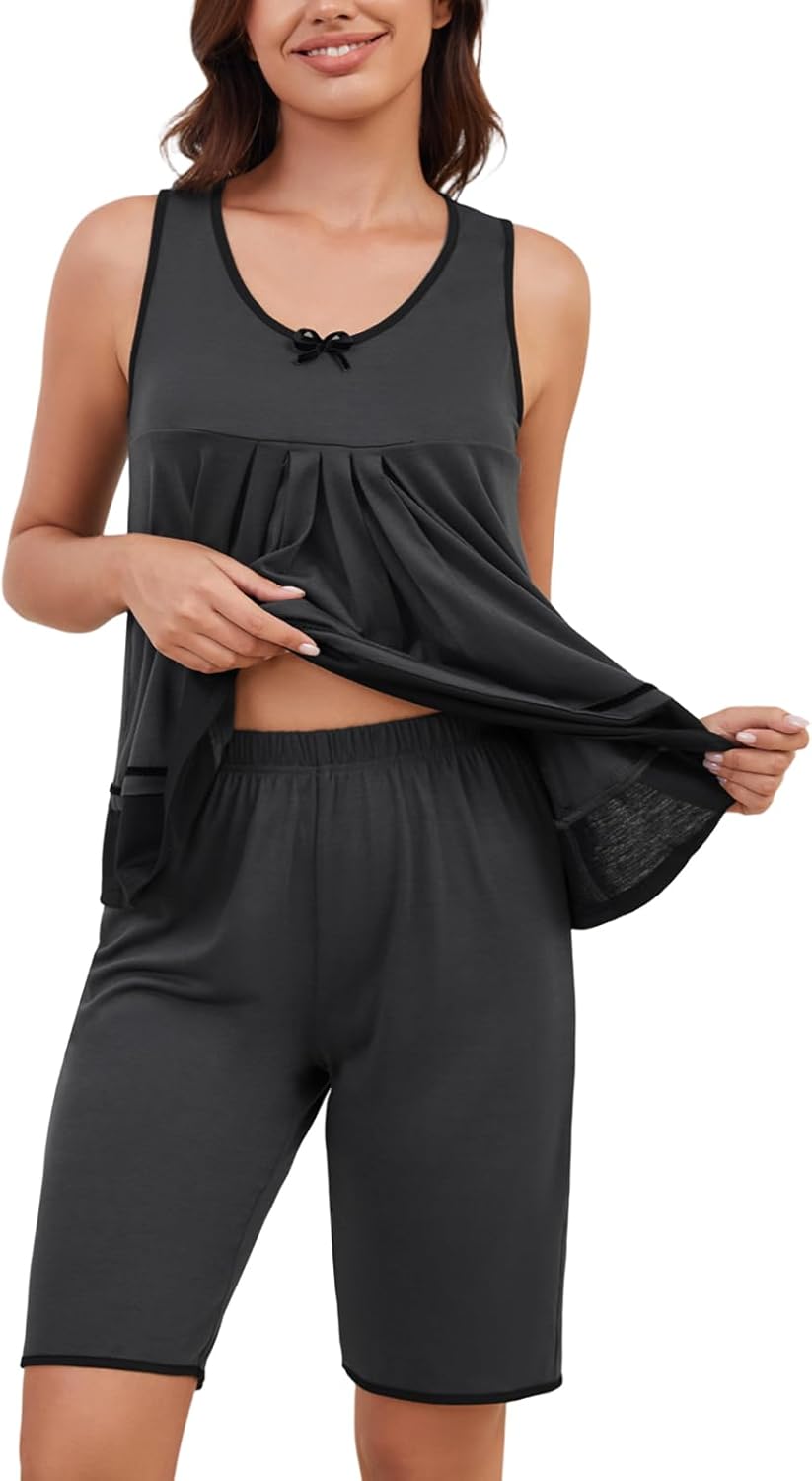 Pigiama Estivo Donna 2 Pezzi - Canotta E Shorts In Cotone, Comodo E Traspirante