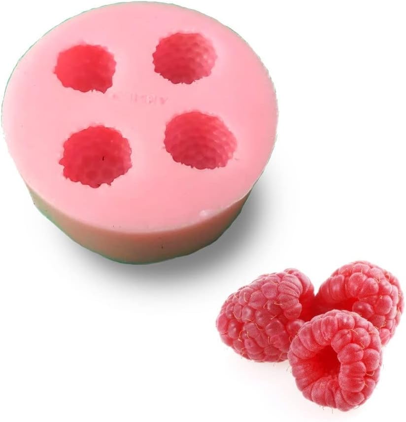 ABX Fruit Shape Chocolate Mould | 3D DIY Fondant Silicone Mold | Baking Tools for Cake Chocolate Candy Ice Jelly Soap | Baking Moulds | for Cake Cupcake Topper Decoration Four caviti (Raspberry Mold)