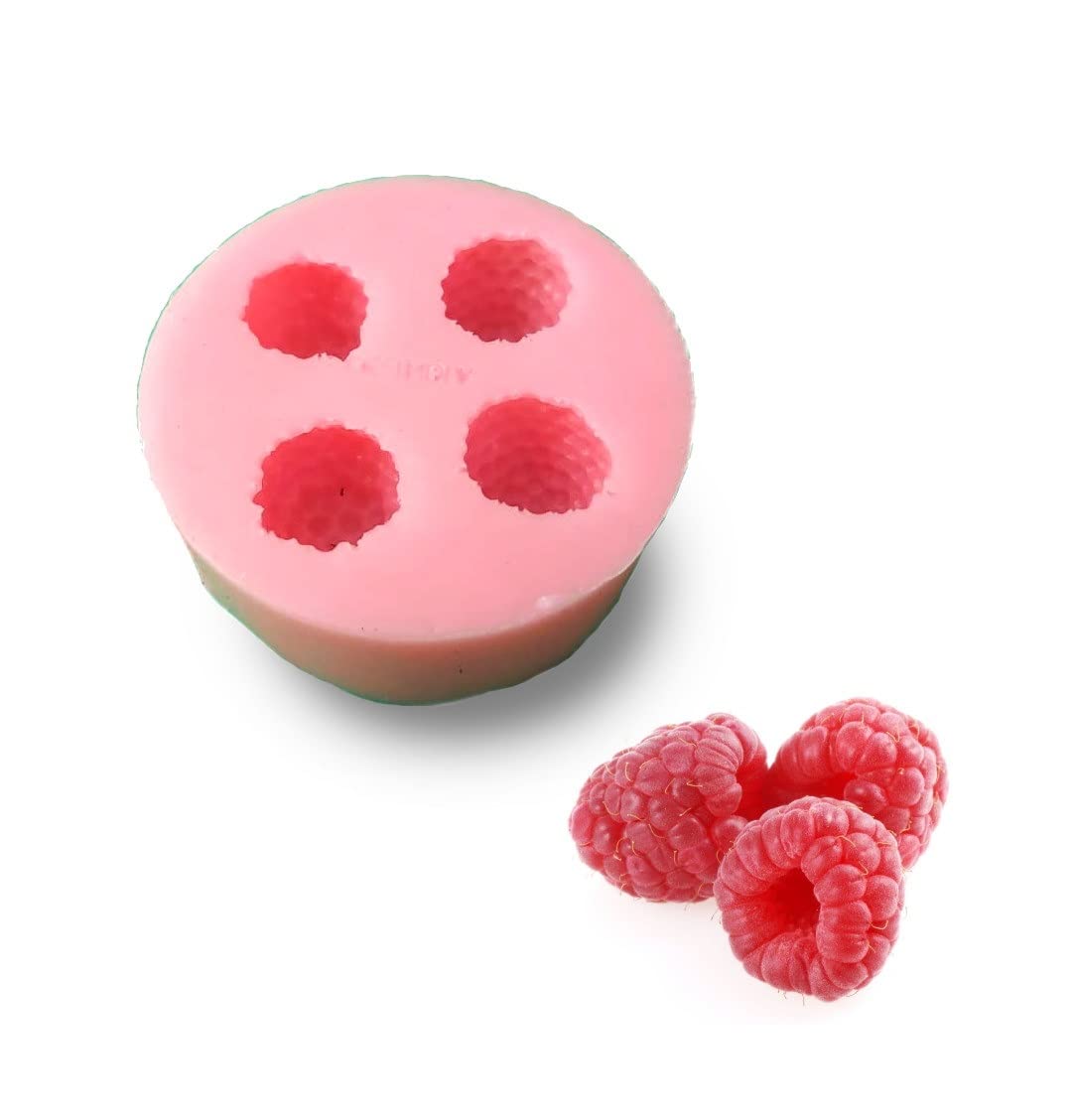 ABX Fruit Shape Chocolate Mould | 3D DIY Fondant Silicone Mold | Baking Tools for Cake Chocolate Candy Ice Jelly Soap | Baking Moulds | for Cake Cupcake Topper Decoration Four caviti (Raspberry Mold)