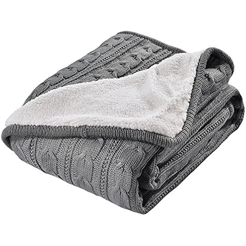 Zange Bedding Luxury Polyester Cable Knit Soft Throw Blanket Suitable for Chair or Bed 120 x 180 cm Grey Cover