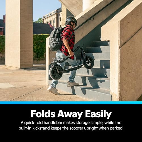 Image of Schwinn Typhoon Electric Scooter with Wide Deck - Foldable Commuter E-Scooter, 250W Motor, 15.5 MPH Speed, Lightweight Portable Design, Ages 13+, 220 lbs Capacity, Black