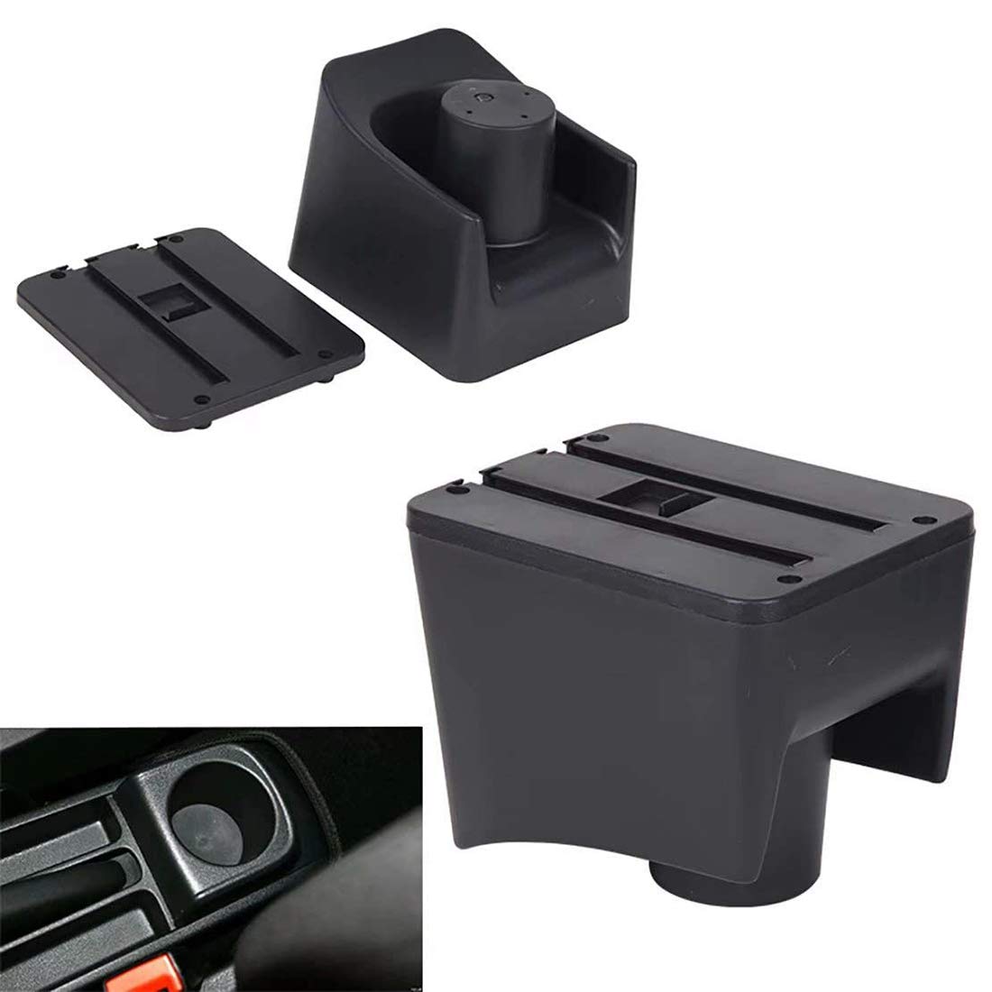 Per Polo 2010-2017 - Bracciolo contenitore doppio per vano portaoggetti con porta bicchieri nero