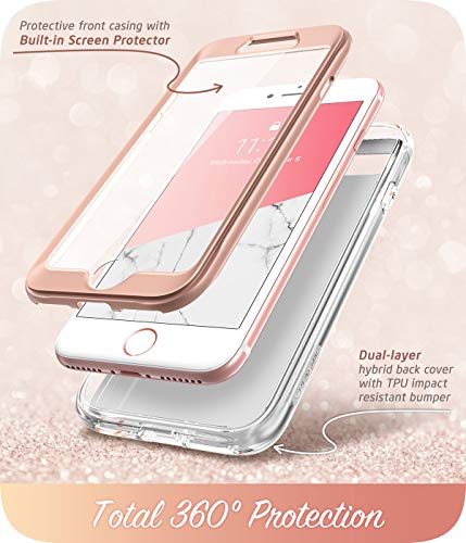 I-Blason Cosmo Series Case For Iphone Se 2022 (3Rd Gen)/Iphone Se 2020 (2Nd Gen)/Iphone 7/Iphone 8, Stylish Protective Bumper Case With Built-In Screen Protector (Marble) #TOP1
