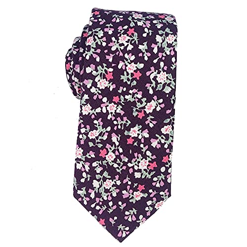 Image of Mantieqingway Men's Cotton Floral Neck Tie 2.56'' Printed Skinny Tie