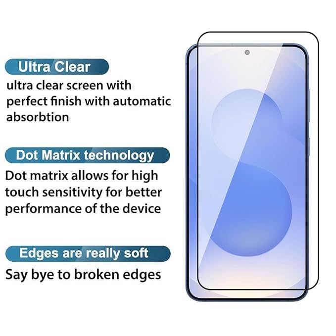 Image of Military-Grade Gorilla Tempered Glass For Samsung Galaxy S25 Plus (Black) Edge To Edge Coverage With Easy Installation Kit (Samsung Galaxy S25 Plus)