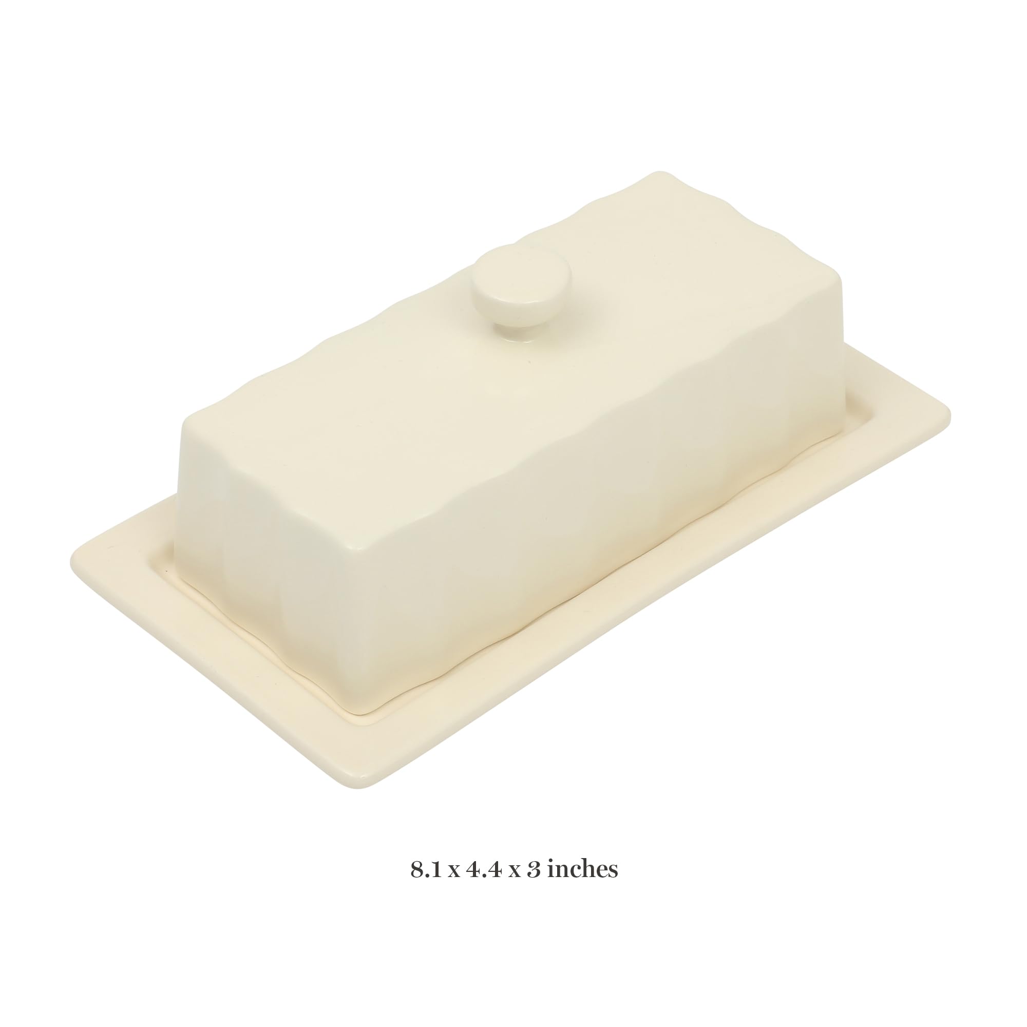 Martha Stewart Butterdose Aus Steinzeug – 20,6x11,1x7,6 Cm, Cremefarben, Spülmaschinenfest, Mit Deckel