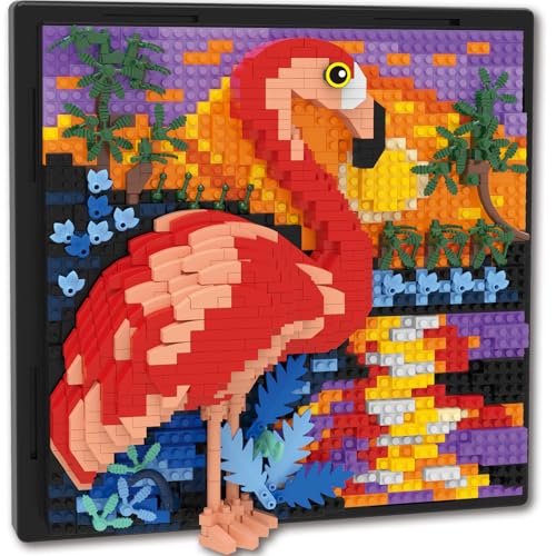 Flamingo Bird Animal 3D Wall Art Micro Mini Building Blocks Set, Unique Home Wall Decor or Table Display, No Compatible with Lego, Ideal Gift Toy for Adults & Boys Girls 14+ (1319 PCS) by BseSparklion - Used condition - US$25.37