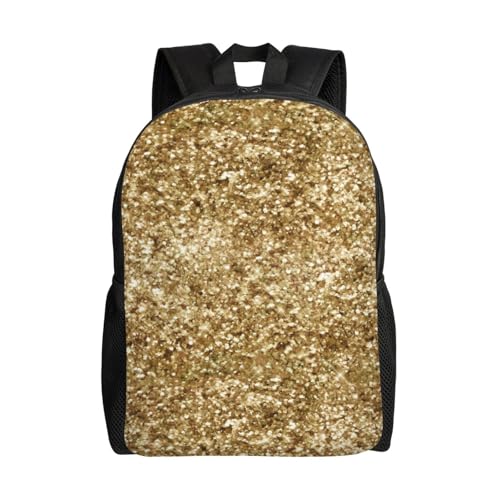 Gold Confetti Glitter Backpack – Water-Resistant Laptop Bag, 15