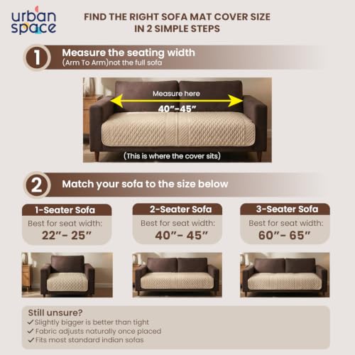 Image of Urban Space Velvet Embroidery Quilted Sofa Cover mat, Premium 1 Seater Non-Slip Sofa slipcover, Easy Care & Machine Washable, Seat Runner for Couch for Living Space (1 Seater - Honeycomb Beige)