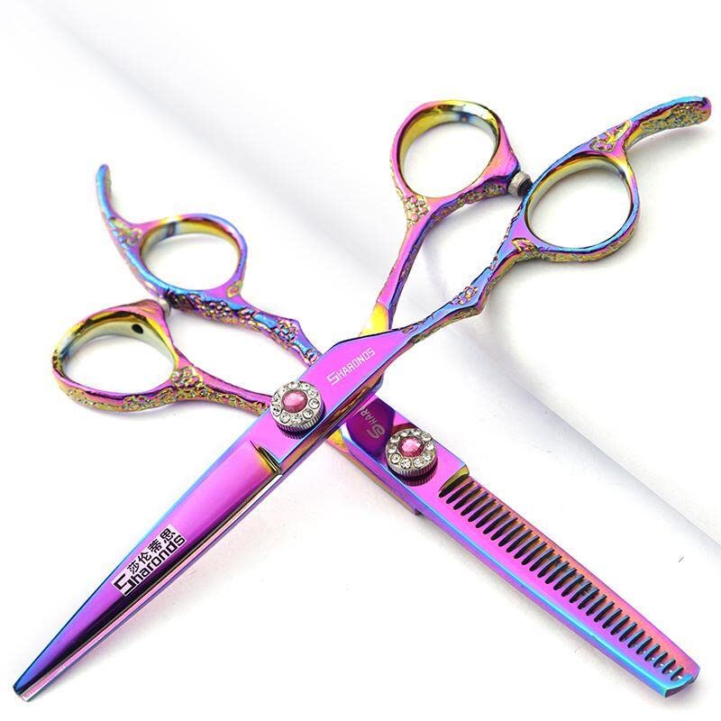 6 Inches Porfessional Left-Handed Hairdressing Scissors Set,Japanese Stainless Steel Hair Cutting Shears for Women & Men (Two-piece Set