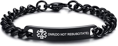 Miniatura 28 de VNOX Pulsera de identificación de alerta médica, pulsera de emergencia de acero inoxidable para hombre y mujer, 7.2/8/8.4 pulgadas *personaliza tu