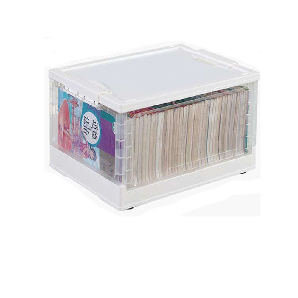 Caja de almacenamiento de libros FRYH portátil y transparente para solucionar el desorden en casa