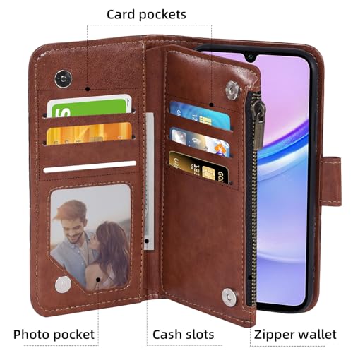 Coque Samsung Galaxy A15 5G style fleur en cuir avec rabat pour sorties citadines