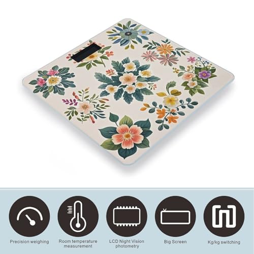 Báscula Digital de Baño con Diseño Floral y Plataforma Ancha miniatura 3