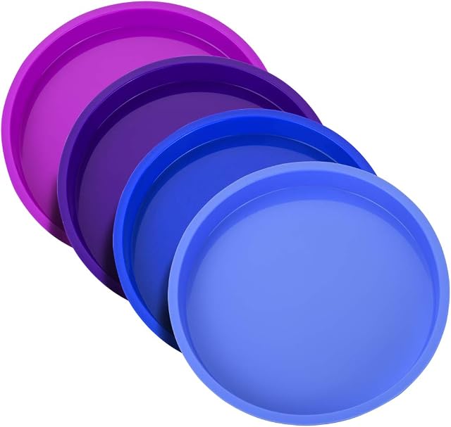 6 Inch Cake Pan Rainbow Cake Tins & Silicone Round Cake Mould Set - 4 Pieces Non-Stick Baking Tins for Layer Cakes Pancakes Pizza Crust Omelet