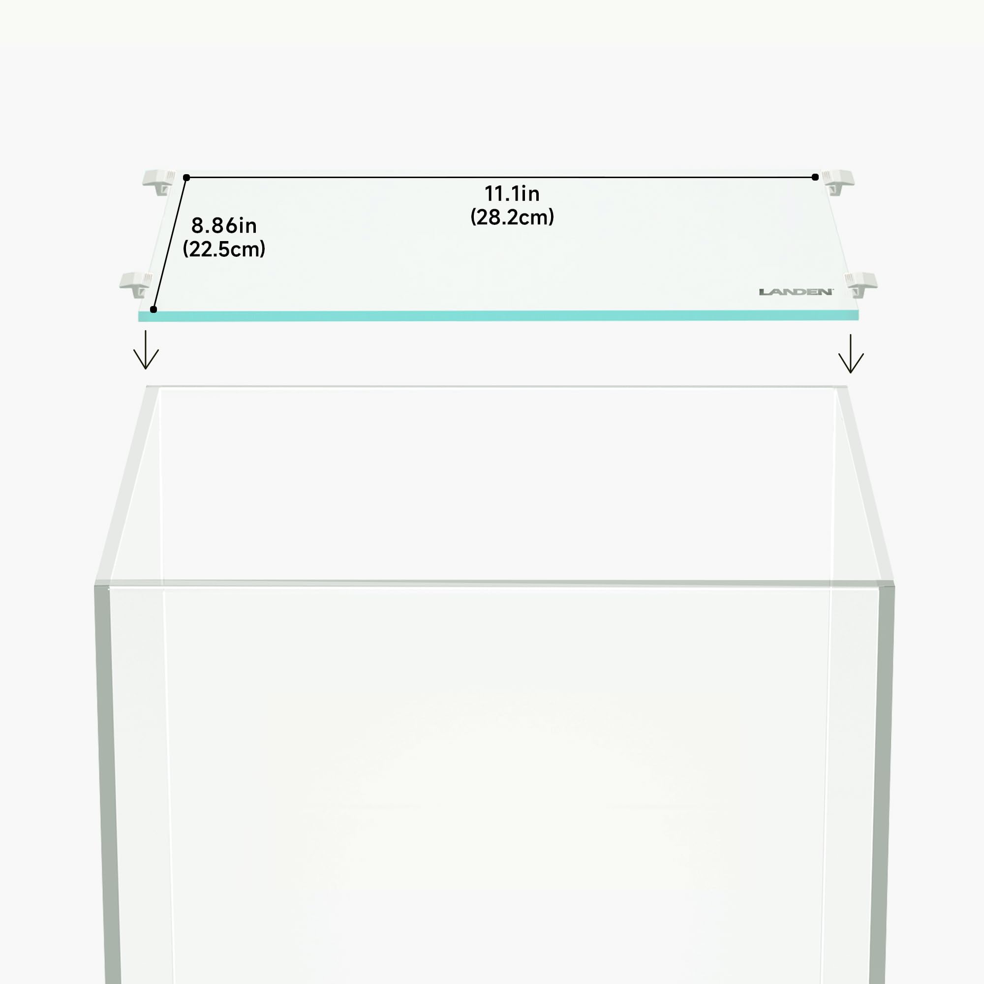 LANDEN 4mm Thick Clear Glass Aquarium Lid, Includes 4 Clips for Secure Placement, 282 x 225mm(11.1x8.86 inches) for 290-294 mm Inner Length Aquariums, Adapted to CB303030, ARF30