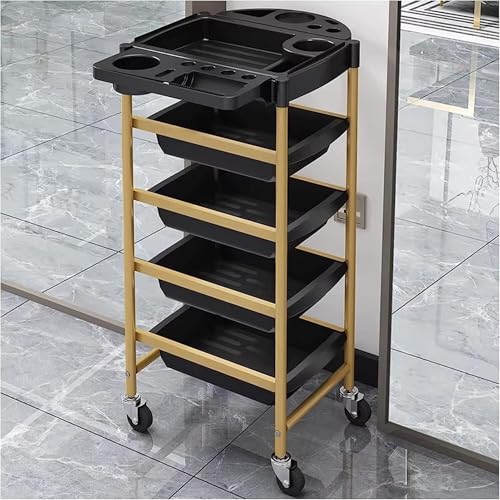 Chariot de rangement pliable pour sèche-cheveux à 5 couches sur roulettes