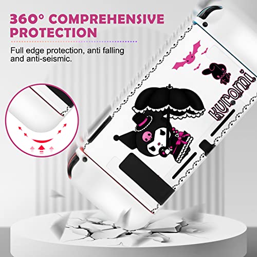 Dlseego Devil Rabbit Switch Protective Case Soft Tpu Shell Shockproof Scratch Resistant Cover Joy Con Skin With 4Pcs Lovely Bunny & Cat Paw Thumb Grips Caps For Switch 2017 - Lolita Skirt Rabbit White #TOP3
