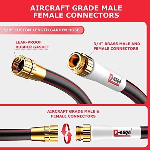 Hybrid Garden Hose 75 Ft X 5/8In, Standard Lead-In Rubber Hose Durable Outdoor Hose All-Weather Anti Kink Water Hose For Home Watering Needs & Y-Asqa Garden Hose #TOP3