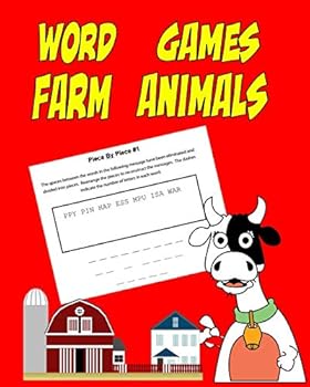 Paperback Word Games Farm Animals: Piece by Piece, Brain Teaser and Word Play, Coloring Pages of Farm Animals Book