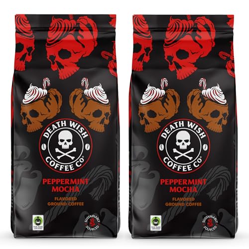 Image of Death Wish Coffee - Peppermint Mocha Flavored Ground Coffee (18 Ounce)