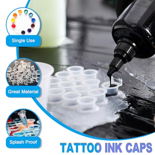 Image of Emalla 300Pcs Mixed Tattoo Ink Caps Kit 100 Small 100 Medium 100 Large Cups | Disposable Tattoo Ink Cups Waterproof Pigment Container Plastic Tattoo Caps for Ink Durable Tattoo Supplies Tattoo Accessory