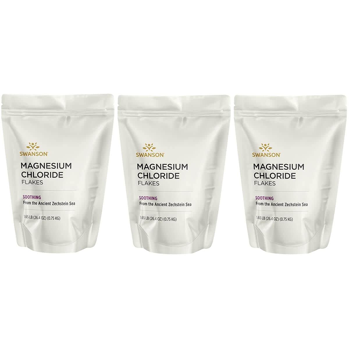 Swanson Magnesium Chloride Flakes 2.2 lb (35.27 Ounce) (1 kg) Flakes (3 Pack)