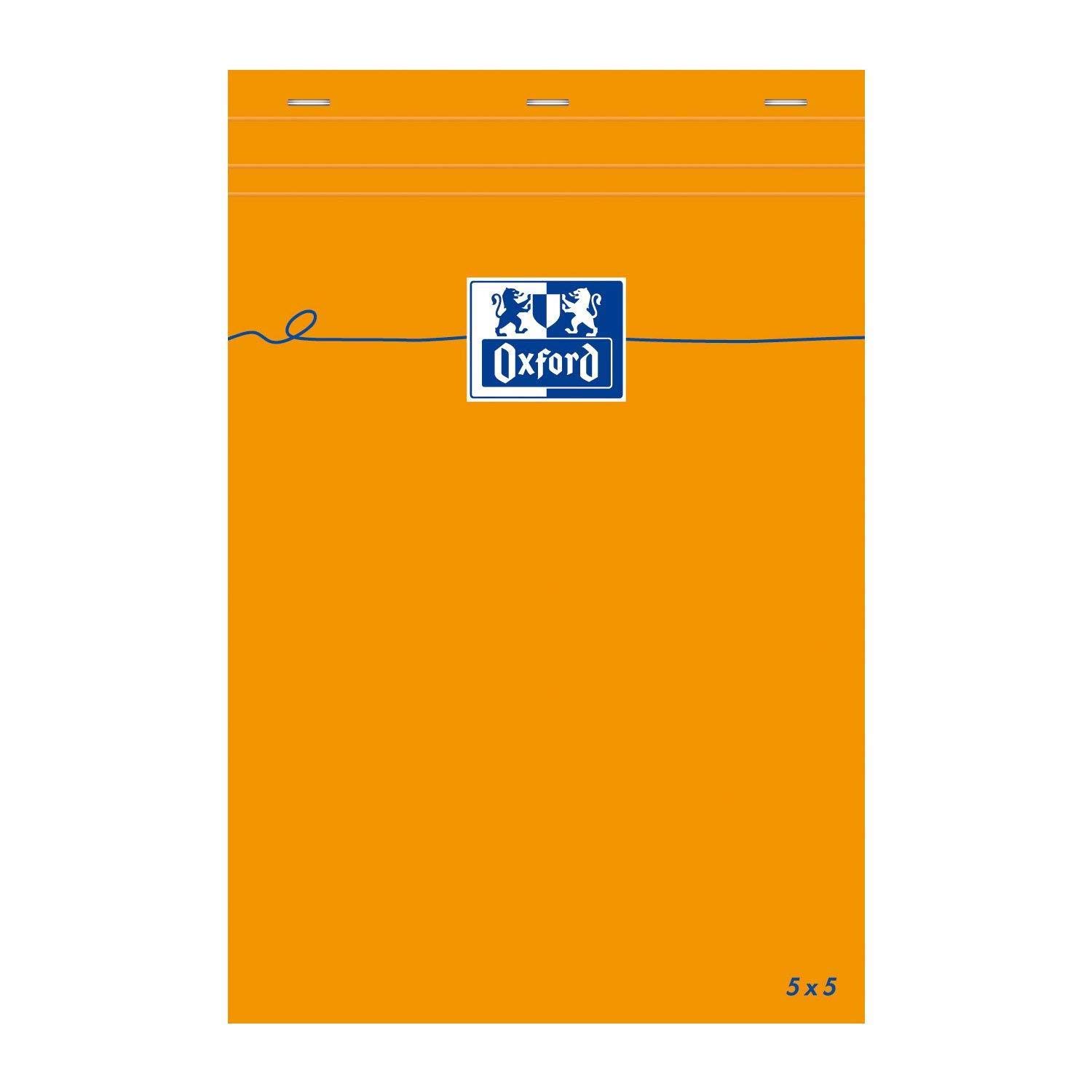 OXFORD Lot de 3 Bloc-​notes A5 quadrillé 5x5 80 feuilles 80g couverture orange