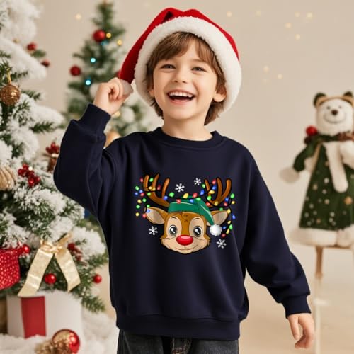Kids' Rudolph Face Navy Sweatshirt, alternative view 1