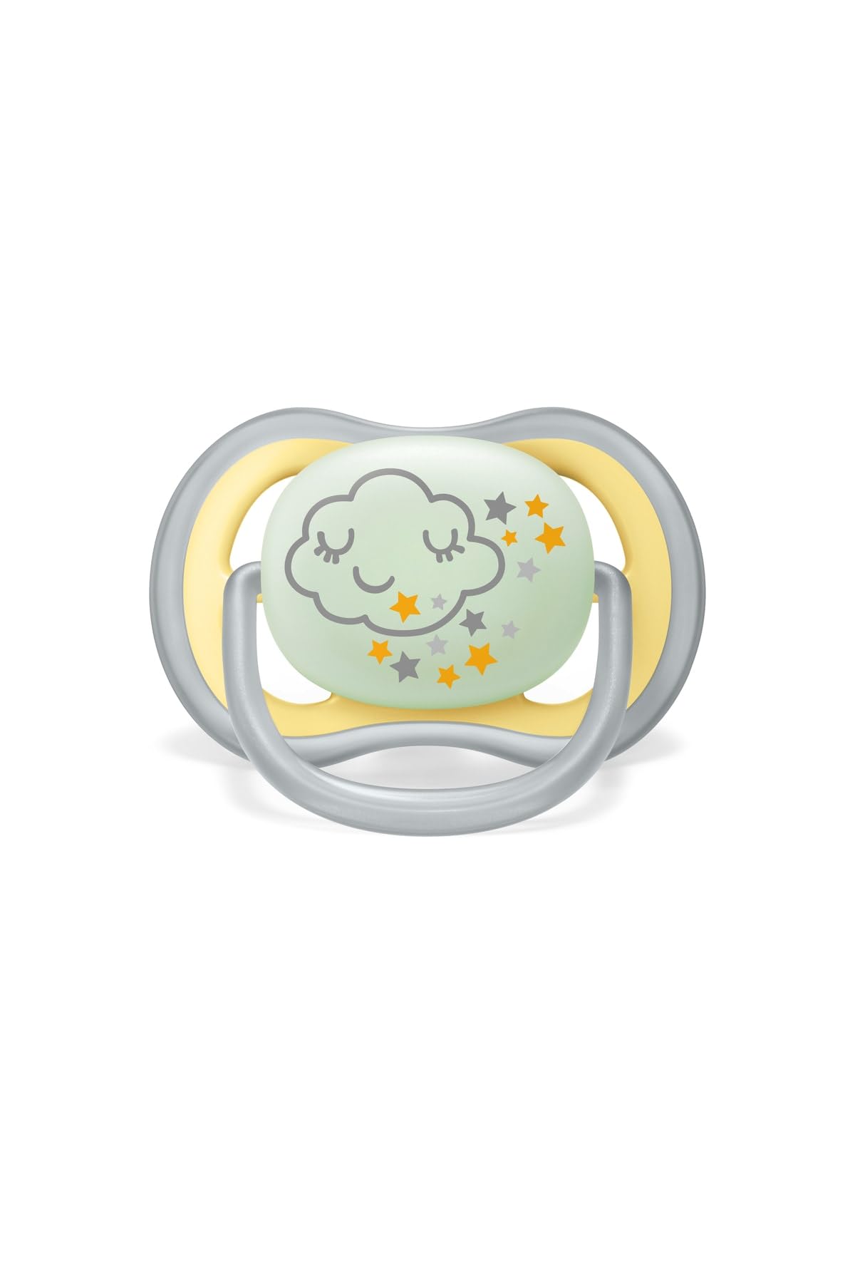 Succhietto Philips Avent Ultra Air Nighttime - Confezione da 2, ciuccio fluorescente traspirante senza BPA per bambini dai 18 mesi in su, include scatola di trasporto e sterilizzazione, Cloud/Tiger
