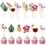 Decoración tropical para pasteles - 72 piezas con temática hawaiana (6 diseños), ideales para cumpleaños, fiestas temáticas y celebraciones veraniegas.