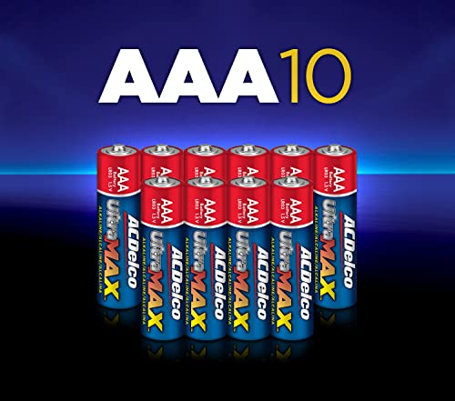 Acdelco Ultramax 10-Count Aaa Batteries, Alkaline Battery With Advanced Technology, 10-Year Shelf Life, Recloseable Packaging #TOP1