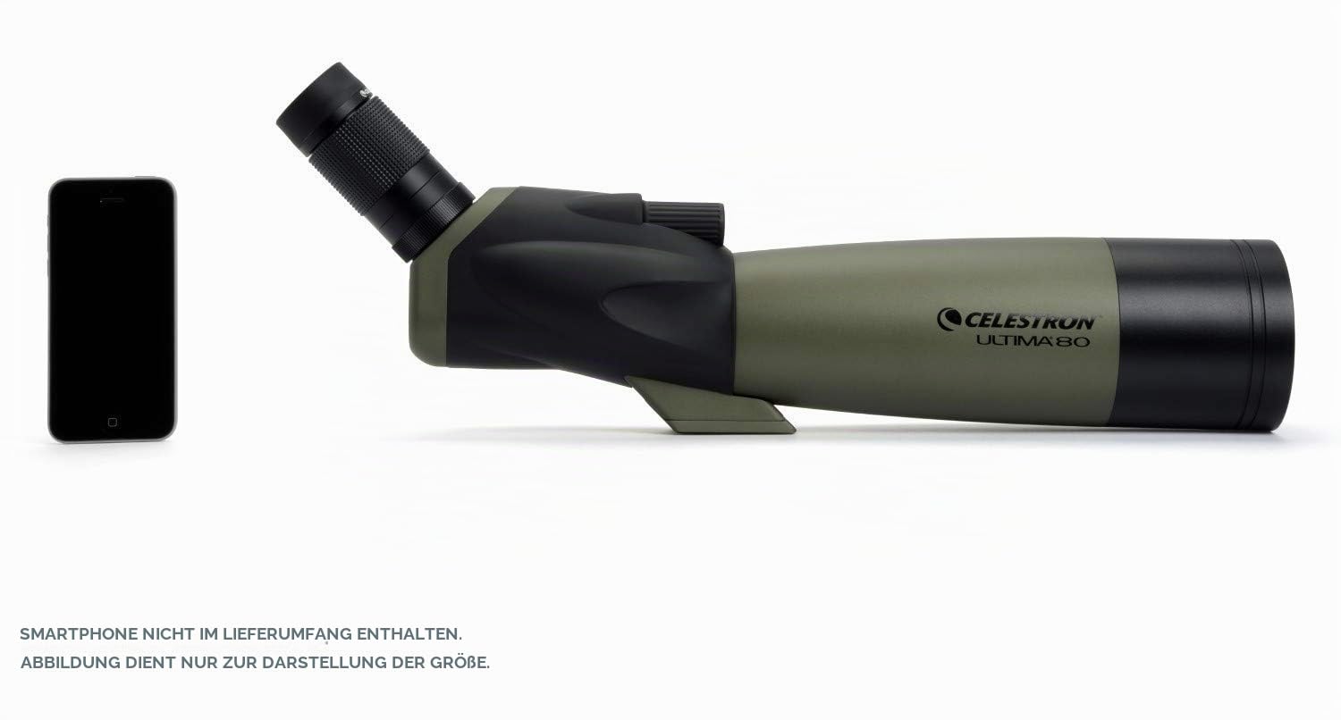 Celestron 52250 Ultima 80mm Angled Refractor Spotting Scope Telescope, Green