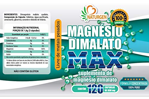 Magnesio Dimalato Puro 800mg C/120 Caps - 2 Meses Por Pote