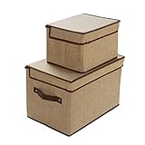 LightBiz Foldable Storage Cube with Lids, 2 Pack, Khaki