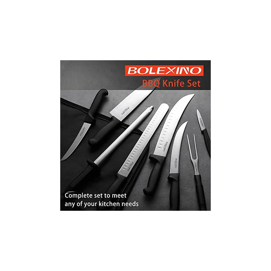 Professional-9-Piece-BBQ-Knife-SetKnife-RollOutdoor-Cooking-Knife-SetJapanese-style-Premium-stainless-Steel-Chef-Knife-SetUltimate-Grilling-Set-with-Carrying-Bag BOLEXINO Professional 9 Piece BBQ Knife Set,Knife Roll,Outdoor Cooking Knife Set,Japanese style Premium stainless Steel Chef Knife Set,Ultimate Grilling Set with Carrying Bag