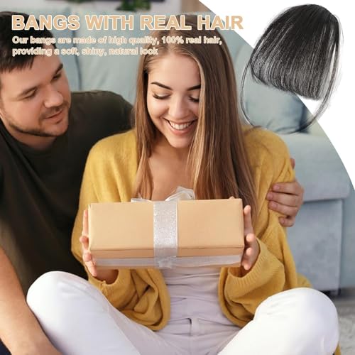 Bang Extensions Clipe de cabelo humano, Clipe em Bangs de cabelo humano, Clip on Air Bangs Franja Fr