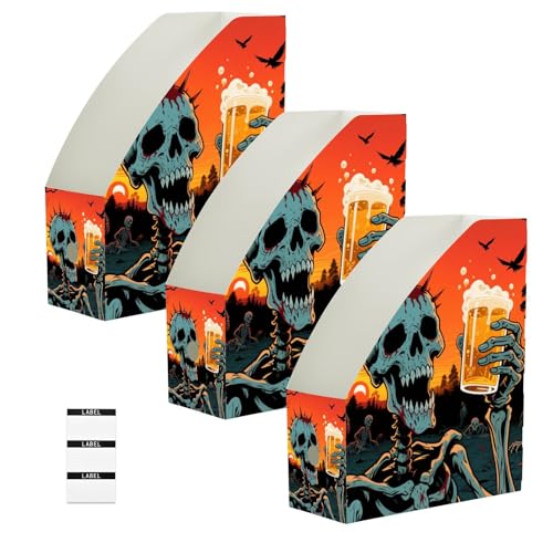 Organiseur pour bureau et rangement de magazines pliables en carton imprimé coucher de soleil