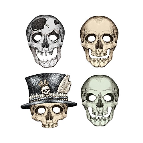 Beistle Skeleton Masks Halloween Party Supplies, Skeletal Faces, 10.5