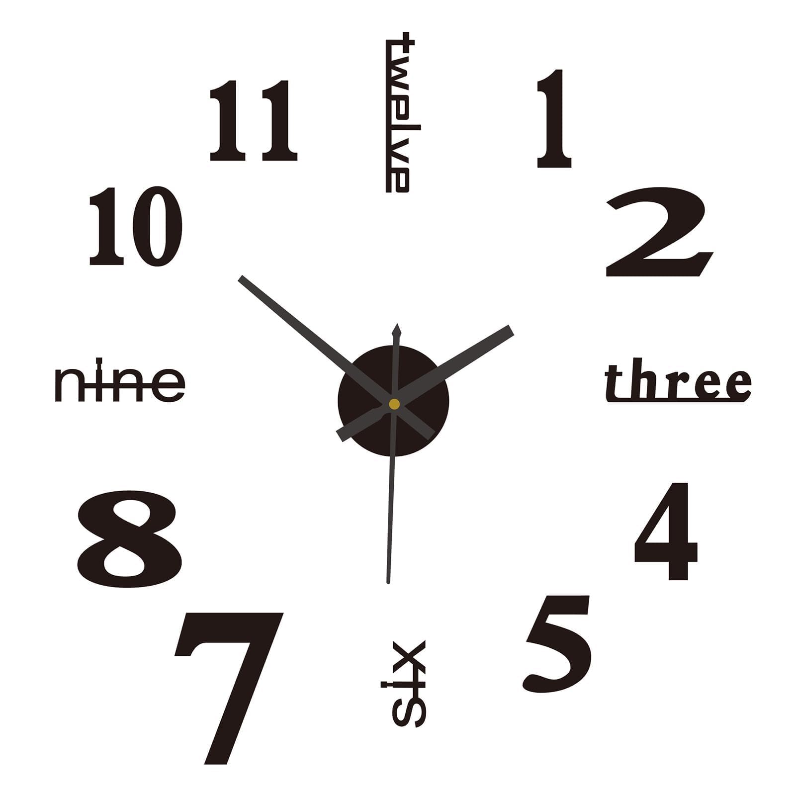 Reloj de Pared 50cm 3D Grande con Números Adhesivos DIY, Reloj Digital con Movimiento Silencioso, Estilo Moderno, Relojes de Pared Modernos, Reloj de Pared DIY Adhesivo Negro