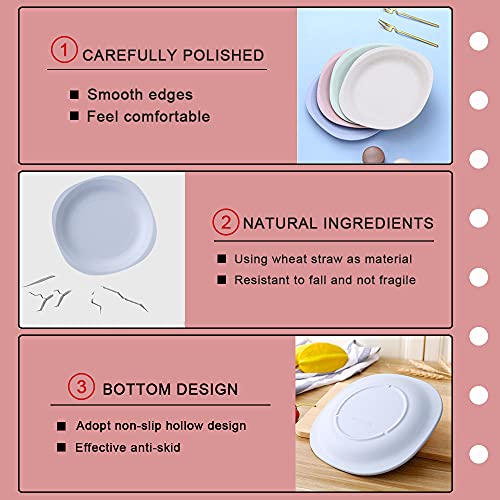 12Pack Wheat Straw Dessert Plate, Thick Square Salad Plate Appetizer Plates Dishware, 7.3In Small Dinner Plate Snack Plate Party Plate, Serving Plate Set For Fruit Cake Cookie Candy Nuts, Beige #TOP2