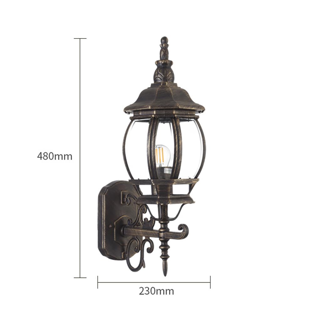 Applique d'extérieur Eclairage d’extérieur en fonte d’aluminium et verre,IP55 Etanche,E27 douille, pour le jardin, la terrasse(sans ampoules) (A)