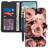 Mxfdegf for Nokia X100 5G Wallet Case,with Card Holder Wrist Strap,PU Leather Flip Folio Magnetic Clasp Kickstand,Drop Protection TPU Inner Cover for NokiaX100 X 100 100X TA-1399,Pink Roses Floral