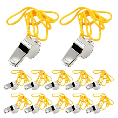 48 silbatos de acero inoxidable con cordón para deportes miniatura 1