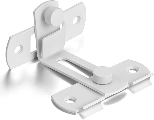 Miniatura 5 de Paquete de 3 pestillos abatibles de 90 blanco mate, de ángulo recto de alta calidad para mayor privacidad y seguridad en puertas correderas de