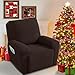 JIVINER 4-Piece Recliner Chair Covers Stretch Jacquard Chair Covers for Reclining Chair Recliner Slipcovers for Living Room Soft Recliner Protector with Pocket (Recliner,Dark Coffee)