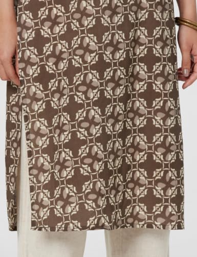 Image of Ichaa Women's All-Over Printed Sleeveless Kurta | Straight Fit Ethnic Kurta | Round Neck Casual Ethnic Wear Kurta
