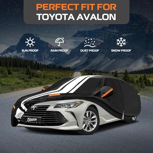 Image of Kayme Waterproof Car Cover for Toyota Avalon (1994-2022) Heavy Duty | Gift with Tape /Towel /Bag, Outdoor Full Exterior Cover Rain Snow Sun UV Protection, Soft Cotton Inner Protect Vehicle Paint