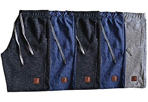 Kit 5 Shorts Bermudas Moletom Polo Marine (2Azul, 2 Pretos e 1 Cinza, M)
