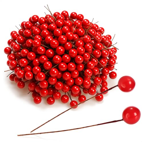 com-four® 150x decoración dispersa, Ramas Decorativas con Bayas, Ramas Decorativas para esparcir como artículos de artesanía, adornar Regalos y popurrí (150 Piezas - Frutos Rojos)
